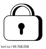 Black and white padlock symbol with a keyhole. Ideal for security, privacy, data protection, access control, network safety. Simple bold style.. Simplistic Black and White Padlock Symbol Representing Security and Privacy. Стоковая иллюстрация, агентство Ingram Publishing / Фотобанк Лори