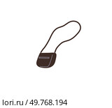 Small brown crossbody bag with long strap. Ideal for fashion, accessories, travel, urban lifestyle, retail. The bag has a minimalistic design, making it perfect for modern usage and practicality. Stylish Brown Crossbody Bag with Long Strap on White Background. Стоковая иллюстрация, агентство Ingram Publishing / Фотобанк Лори