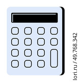 A calculator with a rectangular shape, large display, and numerous buttons for various functions and numerical inputs. Ideal for education, mathematics, finance, business, and accounting. Minimalist,. Simple Calculator with Large Buttons and Display for Easy Calculation and Mathematical Operations. Стоковая иллюстрация, агентство Ingram Publishing / Фотобанк Лори