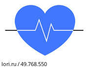 A blue heart graphic with a white electrocardiogram EKG line running through the center horizontally, intersected by a black horizontal line. Ideal for health, medical, cardiology, fitness, and heal. Blue Heart Symbol with White Pulse Line and Black Horizontal Line in the Middle. Стоковая иллюстрация, агентство Ingram Publishing / Фотобанк Лори
