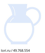 Blue-colored transparent pitcher with a handle positioned on the right, clear base and top, designed with minimalist aesthetics. Ideal for kitchen decor, drinkware, simplicity themes, household items,. Simple Transparent Pitcher with Handle Minimalist Style. Стоковая иллюстрация, агентство Ingram Publishing / Фотобанк Лори
