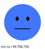 A simple blue circle with black dot eyes and a straight line mouth symbolizes a neutral or indifferent face. Ideal for expressing calm emotions, simplicity, emojis, digital communication, and. Blue Neutral Face Emoji Expressing Indifference and Calm Emotion. Стоковая иллюстрация, агентство Ingram Publishing / Фотобанк Лори