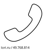 Black outline of a classic telephone handset. Ideal for communication, customer service, contact information, telephony, and messaging. Minimalist style.. Simple Black Outline of a Classic Telephone Handset for Communication and Contact Themes. Стоковая иллюстрация, агентство Ingram Publishing / Фотобанк Лори