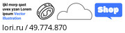 Coin icon cloud shape and speech bubble with Shop text on white background Ideal for, online stores e-commerce websites shopping platforms technology cloud storage and digital transactions Banner. Simple E-commerce Banner with Coin Icon Cloud Shape and Shop Speech Bubble for Online Storefronts. Стоковая иллюстрация, агентство Ingram Publishing / Фотобанк Лори