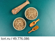 Medicinal herbs: elecampane or Inula helenium, root, elecampane, Inula helenium.. Medicinal root of elecampane. Стоковое фото, агентство Ingram Publishing / Фотобанк Лори
