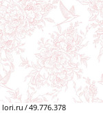 Graphic seamless pattern with flowers and birds. Illustration. Graphic seamless pattern with flowers and birds. . Стоковое фото, агентство Ingram Publishing / Фотобанк Лори