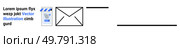 Envelope icon, shopping cart with clapperboard, text placeholder for concepts thumbs up communication, mail, e-commerce, marketing, newsletters, and online shopping. Ideal for websites. Envelope and Shopping Cart Icons with Text Placeholder for Mail or E-commerce Themes. Стоковая иллюстрация, агентство Ingram Publishing / Фотобанк Лори