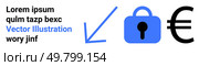 Blue lock with keyhole and Euro symbol connected by blue arrow. Ideal for finance, tech, cybersecurity, online transactions, data protection, financial security, digital banking. Banner for landing. Cybersecurity for Financial Transactions Lock and Euro Symbol Visual. Стоковая иллюстрация, агентство Ingram Publishing / Фотобанк Лори