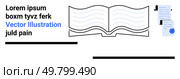 Open book with blue lines, adjacent document with pie chart and black checkmark. Ideal for educational, certification, legal, documentation, publishing, content creation, and online learning themes. Vector Graphic of Open Book with Document and Checkmark for Education and Info. Стоковая иллюстрация, агентство Ingram Publishing / Фотобанк Лори