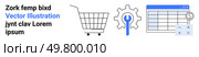 Shopping cart, gear with wrench, and spreadsheet icons representing e-commerce setup and technical configurations. Ideal for online stores, technical support, digital marketing, data management. Shopping Cart, Gear with Wrench, and Spreadsheet Icons Suggesting E-commerce and Technical Setup. Стоковая иллюстрация, агентство Ingram Publishing / Фотобанк Лори