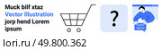 Shopping cart, question mark, person holding cash back sign in a web browser window. Ideal for e-commerce, FAQ sections, online shopping tutorials, customer support, retail marketing, financial. Shopping Cart, Question Mark, and Cashback Reward Concept for Online Retail. Стоковая иллюстрация, агентство Ingram Publishing / Фотобанк Лори