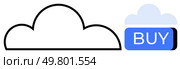 Simple black cloud outline next to a blue BUY button with a cloud on top. Ideal for e-commerce, online services, cloud computing, digital marketing, tech startups, user interfaces, and web design. Cloud Outline and Buy Button Icon for Online Cloud Services Purchases. Стоковая иллюстрация, агентство Ingram Publishing / Фотобанк Лори