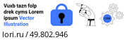 Technologies array depicting robotic hand pointing at blue security lock next to CRM gears. Ideal for cybersecurity, CRM marketing, tech development, security software, innovation workshops, business. Technologies and Secure CRM Solutions with Futuristic Robotic Hand Pointing at Security Lock. Стоковая иллюстрация, агентство Ingram Publishing / Фотобанк Лори