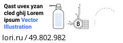 Hand sanitizer pump and digital cryptocurrency node icon. Ideal for finance, healthcare, technology, innovation, hygiene, blockchain, digital transactions. Landing page. Digital Financial Technology and Healthcare Hybrids in Contemporary Design. Стоковая иллюстрация, агентство Ingram Publishing / Фотобанк Лори
