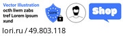 Shield with GDPR text and lock, a user profile avatar, and a shop sign in blue. Ideal for data protection, user accounts, e-commerce, online stores, and privacy policies. Banner for landing page. GDPR Privacy, User Profile, and Online Shopping Concept with Icon Elements in Vector Format. Стоковая иллюстрация, агентство Ingram Publishing / Фотобанк Лори