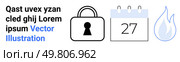 Text with lock, calendar showing day 27, and flame icon. Ideal for security alerts, deadlines, reminders, urgency themes, safety notifications project timelines task management. Landing page. Deadline Reminder with Secure Lock and Flame Icon Representing Urgency and Safety. Стоковая иллюстрация, агентство Ingram Publishing / Фотобанк Лори