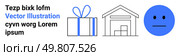 Gift box with blue ribbon, house outline, and blue neutral face icon. Ideal for holiday themes, home concepts, emoticons, design projects, packaging marketing strategies educational tools. Landing. Gift Box, House, and Neutral Face Icons with Text in Black and Blue. Стоковая иллюстрация, агентство Ingram Publishing / Фотобанк Лори