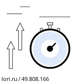 Stopwatch with upward arrows and abstract lines. Ideal for speed, time management, efficiency, productivity, growth, progress, performance. Line metaphor. Stopwatch with Upward Arrows Representing Speed, Time Management, and Efficiency Improvement. Стоковая иллюстрация, агентство Ingram Publishing / Фотобанк Лори