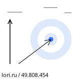 Concentric circles with arrows pointing toward the center indicating focus, precision, and strategic planning. Ideal for themes of goal-setting, alignment, direction, success, accuracy, achievement. Abstract Target with Arrows Symbolizing Focus and Precision in Strategic Planning. Стоковая иллюстрация, агентство Ingram Publishing / Фотобанк Лори