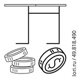 Coins falling beneath a table. Ideal for financial planning, economic collapse, savings, investments, budgeting financial education accounting. Line metaphor. Line metaphor. Simple line icons. Stack of US Dollar Coins Falling Under a Table Highlighting Economic and Financial Concepts. Стоковая иллюстрация, агентство Ingram Publishing / Фотобанк Лори