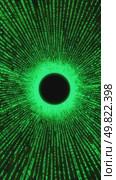 Abstract green digital pattern with a central black circle. Стоковое AI-видео, аниматор KATERINA AI / Фотобанк Лори