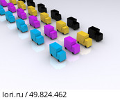 CMYK cars. 3D. Стоковое фото, агентство Ingram Publishing / Фотобанк Лори