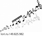Abstract music background with different notes and lines. Стоковая иллюстрация, агентство Ingram Publishing / Фотобанк Лори