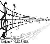 Abstract music background with different notes and lines. Стоковая иллюстрация, агентство Ingram Publishing / Фотобанк Лори
