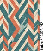 Colorful chevron patterns interweave in bold orange, blue, and cream tones, creating a dynamic and engaging visual experience perfect for modern decor or artistic projects Generative AI. Стоковое AI-изображение, AI-художник Юлия Петровская / Фотобанк Лори