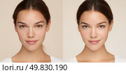 The two images show a woman with different makeup styles. Стоковое AI-изображение, AI-художник Ярославский Максим / Фотобанк Лори