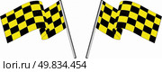 Yellow and black checked racing flag. Vector illustration. . Стоковая иллюстрация, агентство Ingram Publishing / Фотобанк Лори