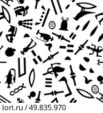 Egyptian seamless hieroglyphs pattern.  For easy making seamless pattern just drag all group into swatches bar, and use it for filling any contours. Стоковая иллюстрация, агентство Ingram Publishing / Фотобанк Лори