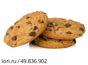Stack of chocolate cookies isolated on white background. Стоковое фото, агентство Ingram Publishing / Фотобанк Лори