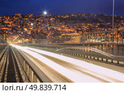 Highway Tromso Bridge to City at dusk, Troms Norway. Стоковое фото, агентство Ingram Publishing / Фотобанк Лори