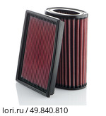 Air filters on white background. Vehicle Modification Accessories. Стоковое фото, агентство Ingram Publishing / Фотобанк Лори