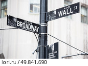 Wall street and broadway sign in New York. Стоковое фото, агентство Ingram Publishing / Фотобанк Лори