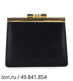 Black leather purse isolated on white background. Стоковое фото, агентство Ingram Publishing / Фотобанк Лори
