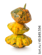 Pyramid of gourds isolated on a white background. Стоковое фото, агентство Ingram Publishing / Фотобанк Лори