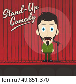 male stand up comedian cartoon character vector illustration. hilarious guy stand up comedian cartoon. Стоковая иллюстрация, агентство Ingram Publishing / Фотобанк Лори