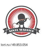 editable ninja cartoon label sticker vector graphic art design illustration. Стоковая иллюстрация, агентство Ingram Publishing / Фотобанк Лори
