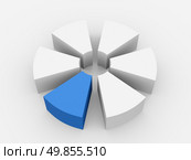 pie chart divided into parts with the release of one of the parts. 3d. Стоковое фото, агентство Ingram Publishing / Фотобанк Лори