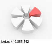 pie chart divided into parts with the release of one of the parts. 3d. Стоковое фото, агентство Ingram Publishing / Фотобанк Лори