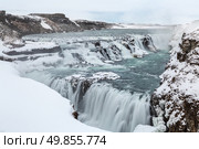 Gulfoss Golden Falls waterfall Iceland in winter. Стоковое фото, агентство Ingram Publishing / Фотобанк Лори