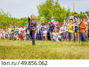 Russia, Samara, June 2016: A dashing Cossack on horseback during a demonstration performance at the Journey to the Past festival. Редакционное фото, фотограф Акиньшин Владимир / Фотобанк Лори
