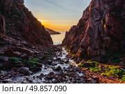 Ущелье водопада в Териберке. Стоковое фото, фотограф Андрей Конев / Фотобанк Лори