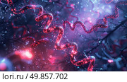 A computer generated spiral featuring vibrant shades of red and blue swirling together in a hypnotic pattern. Стоковое AI-изображение, AI-художник Данила Большаков / Фотобанк Лори
