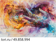 A painting depicting a hand extending forward as if reaching for something beyond its grasp, capturing the motion and intent of the gesture. Стоковое AI-изображение, AI-художник Данила Большаков / Фотобанк Лори