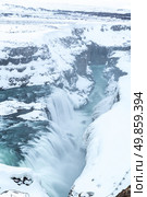 Gulfoss Golden Falls waterfall Iceland in winter. Стоковое фото, агентство Ingram Publishing / Фотобанк Лори