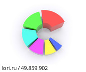 colored pie chart is divided into parts with the leadership of one of the parts. 3d. Стоковое фото, агентство Ingram Publishing / Фотобанк Лори