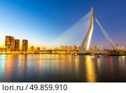 Erasmus bridge over the river Meuse in , the Netherlands. Стоковое фото, агентство Ingram Publishing / Фотобанк Лори